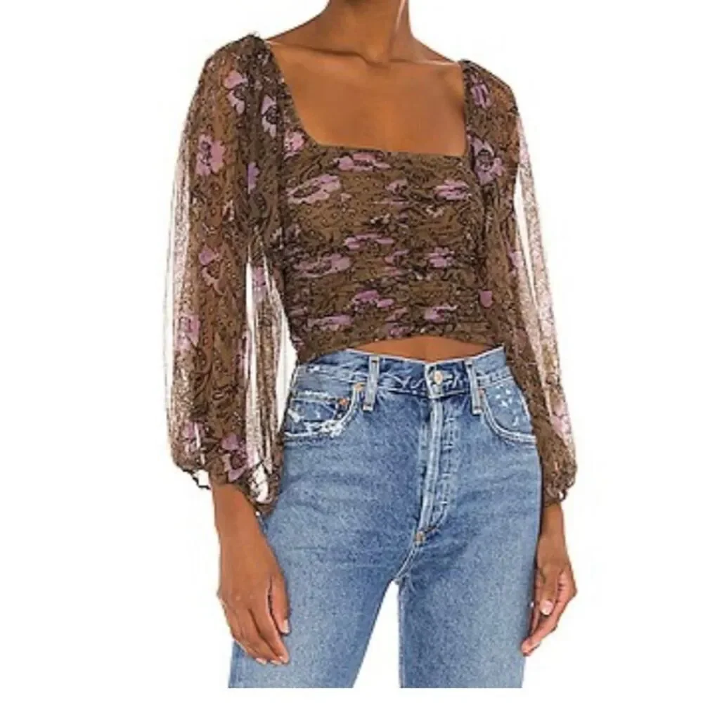 FREE PEOPLE Lilia Crop Top In Olive Combo size s